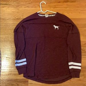 PINK Maroon Long Sleeve Top